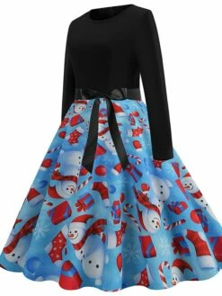 Women's Christmas Casual Dress Swing Dress Vintage Dress Midi Dress Green Blue Royal Blue Long Sleeve Color Block Bow Winter Fall Autumn V Neck Slim 2022 S M L XL XXL 3XL -LIGHTINTHEBOX Shop ejfeau1666761741803