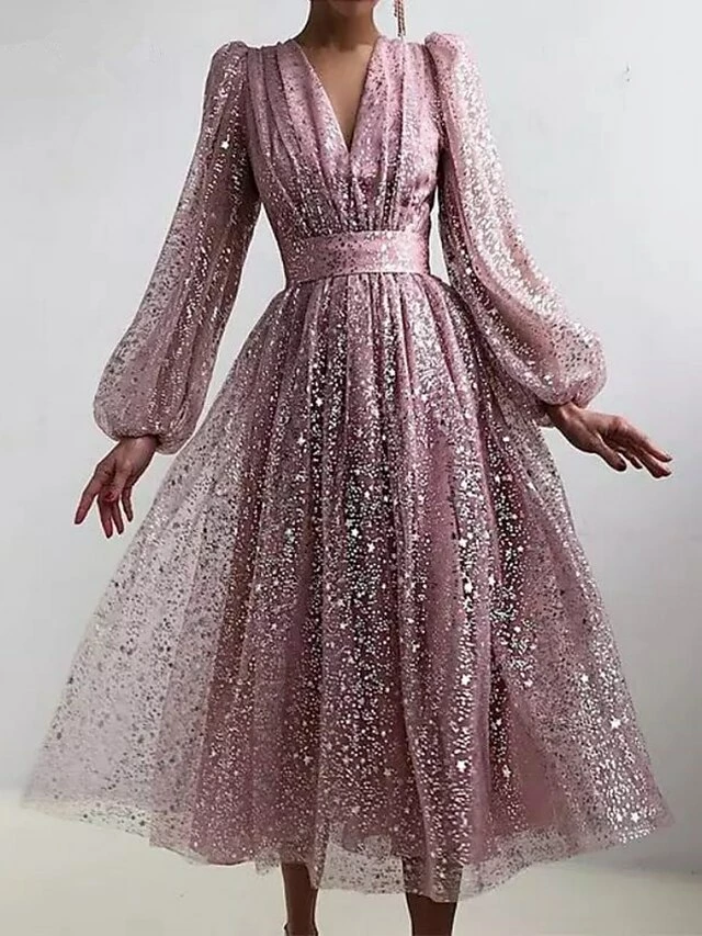 Women‘s Party Dress Wedding Guest Dress Homecoming Dress Sheath Dress Swing Dress Midi Dress Dusty Rose Dusty Blue Long Sleeve Plain Ruched Winter Fall Spring V Neck Modern Spring Dress 2023 5 Women‘s Party Dress Wedding Guest Dress Homecoming Dress Sheath Dress Swing Dress Midi Dress Dusty Rose Dusty Blue Long Sleeve Plain Ruched Winter Fall Spring V Neck Modern Spring Dress 2023 - Image 3