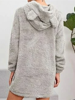 Women's Casual Dress Hoodie Dress Winter Dress Mini Dress Ruched Outdoor Street Daily Fashion Streetwear Hooded Long Sleeve 2023 Loose Fit Pink Khaki Gray Color S M L XL XXL Size -LIGHTINTHEBOX Shop ekopxv1694591785739