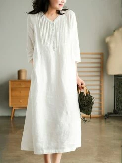 Women's Work Dress Sheath Dress Semi Formal Dress Fashion Midi Dress Button V Neck Half Sleeve Plain Loose Fit White Blue Orange Fall Winter L XL XXL 3XL -LIGHTINTHEBOX Shop emaksw1692601430685