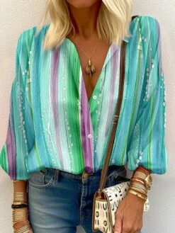 Women's Shirt Blouse Red Blue Green Striped Button Print Long Sleeve Casual Fashion Standing Collar Regular Fit Spring &Fall 8 Women's Shirt Blouse Red Blue Green Striped Button Print Long Sleeve Casual Fashion Standing Collar Regular Fit Spring &Fall -LIGHTINTHEBOX Shop emlimu1695639344118