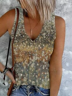 Women's Plus Size Tank Top Going Out Tops Vest Concert Tops Light Green Blue Khaki Floral Ethnic Button Print Sleeveless Holiday Streetwear Casual V Neck Regular Fit Floral -LIGHTINTHEBOX Shop enbpss1657681120966