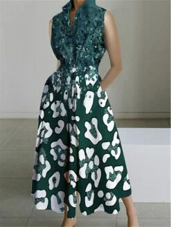 Women's Shirt Dress Casual Dress Swing Dress Maxi Long Dress Outdoor Office Daily Polyester Fashion Modern Shirt Collar Button Pocket Sleeveless Summer Spring 2023 Loose Fit Pink Navy Blue Blue -LIGHTINTHEBOX Shop encyfo1690772970601