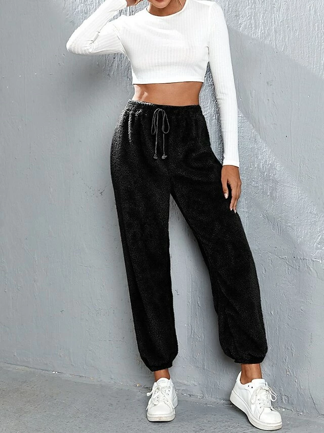 Women's Fleece Pants Sweatpants Chinos Pants Trousers Flannel Dark Brown Black Pink High Waist Fashion Streetwear Daily Wear Vacation Casual Daily Micro-elastic Full Length Comfy Solid Colored XS S M 13 Women's Fleece Pants Sweatpants Chinos Pants Trousers Flannel Dark Brown Black Pink High Waist Fashion Streetwear Daily Wear Vacation Casual Daily Micro-elastic Full Length Comfy Solid Colored XS S M - Image 11