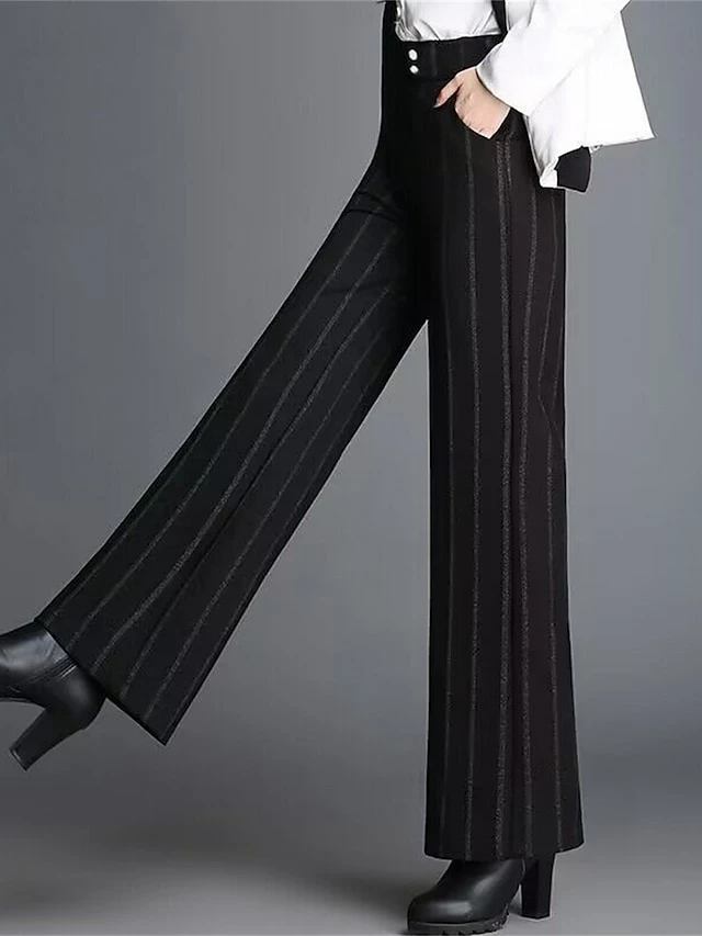 Women‘s Wide Leg Dress Pants Striped Trousers Full Length Fashion Streetwear Street Daily Pinstripes XXXL Fall Winter 10 Women‘s Wide Leg Dress Pants Striped Trousers Full Length Fashion Streetwear Street Daily Pinstripes XXXL Fall Winter - Image 8