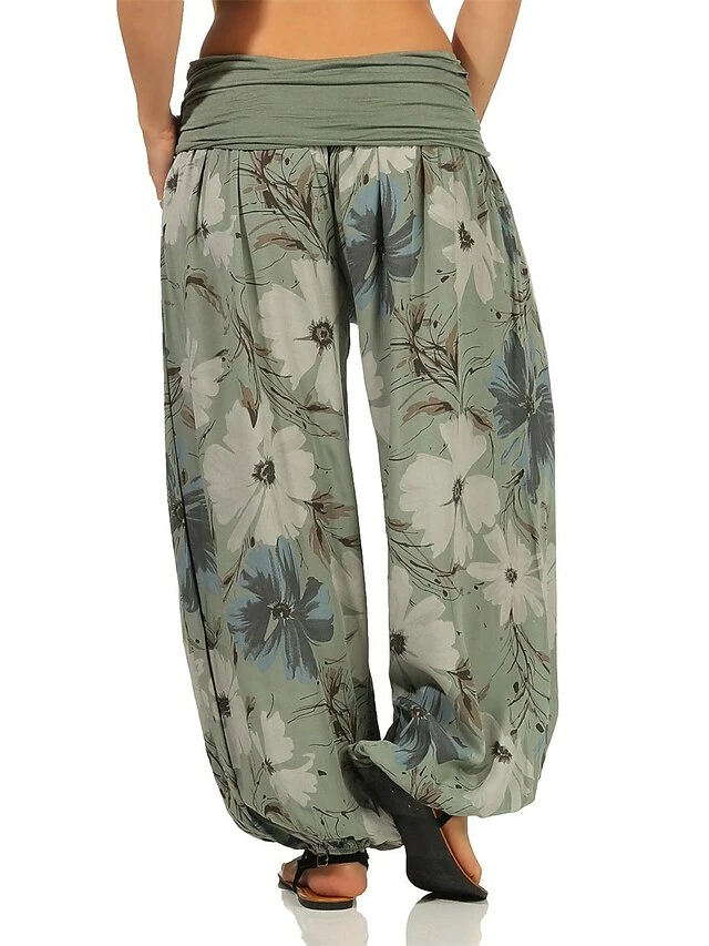 Women's Wide Leg Pants Trousers Baggy Full Length Baggy Print Micro-elastic Low Rise Streetwear Simple Outdoor Vacation Black Army Green S M Spring Autumn / Fall 8 Women's Wide Leg Pants Trousers Baggy Full Length Baggy Print Micro-elastic Low Rise Streetwear Simple Outdoor Vacation Black Army Green S M Spring Autumn / Fall - Image 6