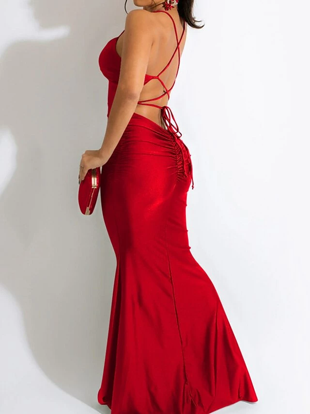 Women‘s Prom Party Dress Homecoming Dress Stain Maxi Long Dress Green Black Pink Red Sleeveless Pure Color Backless Spring Summer Spaghetti Strap Sexy Mature Party Slim 2023 S M L XL XXL 11 Women‘s Prom Party Dress Homecoming Dress Stain Maxi Long Dress Green Black Pink Red Sleeveless Pure Color Backless Spring Summer Spaghetti Strap Sexy Mature Party Slim 2023 S M L XL XXL - Image 9