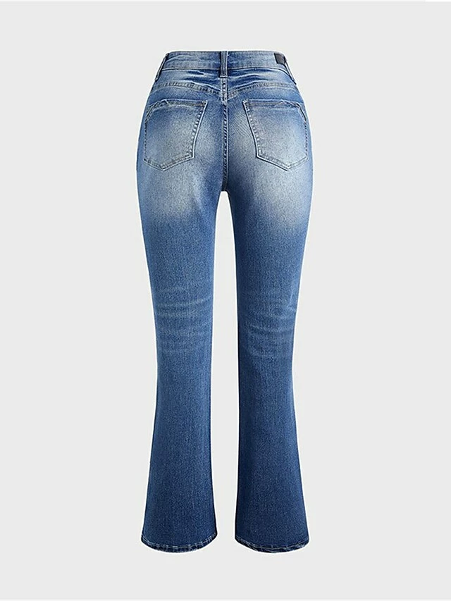 Women‘s Low Rise Jeans Pants Trousers Full Length Cotton Pocket Micro-elastic Low Waist Streetwear Simple Outdoor Vacation Blue S M Summer Spring 7 Women‘s Low Rise Jeans Pants Trousers Full Length Cotton Pocket Micro-elastic Low Waist Streetwear Simple Outdoor Vacation Blue S M Summer Spring - Image 5