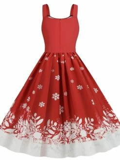 Women's Christmas Midi Dress Black Red Sleeveless Santa Claus Print Spring Summer Spaghetti Strap 2022 S M L XL 2XL -LIGHTINTHEBOX Shop eshdob1667980441108