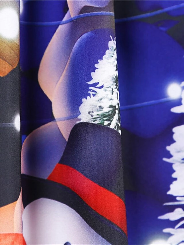 Women's Christmas Knee Length Dress Purple Black Red Navy Blue Light Blue Sleeveless Print Bow Print Fall Winter V Neck Casual Vintage2021 S M L XL XXL 8 Women's Christmas Knee Length Dress Purple Black Red Navy Blue Light Blue Sleeveless Print Bow Print Fall Winter V Neck Casual Vintage2021 S M L XL XXL - Image 6