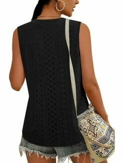 Women's Tank Top Black White Yellow Plain Cut Out Sleeveless Casual Basic V Neck Regular Fit -LIGHTINTHEBOX Shop evgsat1681988813725