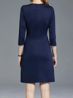 Women's Work Dress Sheath Dress Semi Formal Dress Fashion Office Daily Workfashion Mini Dress Patchwork Zipper V Neck 3/4 Length Sleeve Plain Regular Fit Navy Blue Fall Winter S M L XL XXL -LIGHTINTHEBOX Shop ewtzjp1695030984823