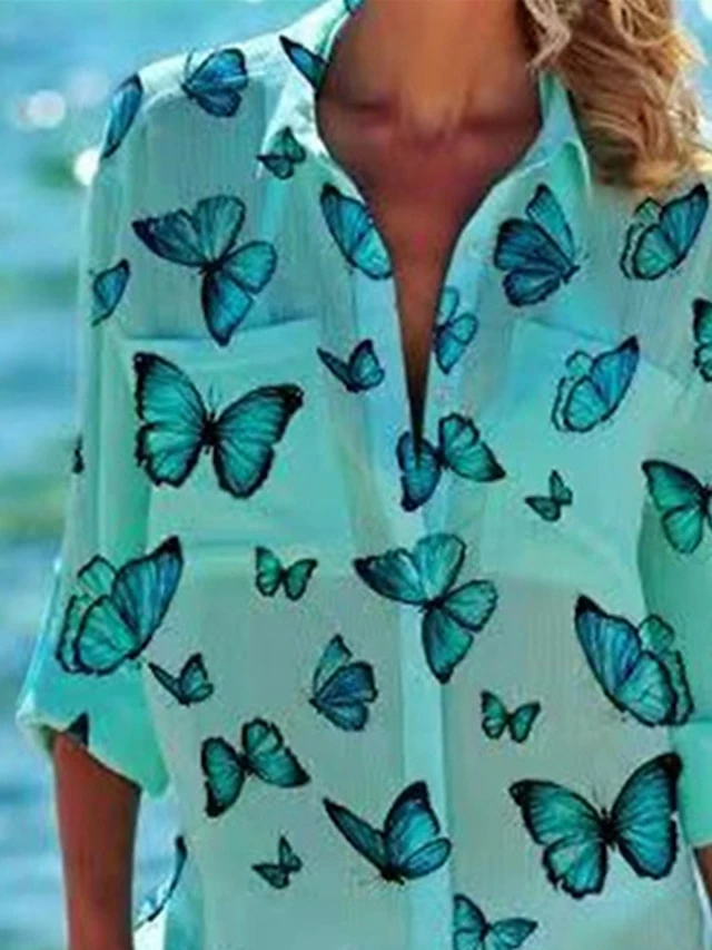 Women's Shirt Dress Beach Dress Beach Wear Mini Dress Button Pocket Fashion Casual Butterfly Turndown 3/4 Length Sleeve Loose Fit Outdoor Daily Black Green 2023 Spring Summer S M L XL 4 Women's Shirt Dress Beach Dress Beach Wear Mini Dress Button Pocket Fashion Casual Butterfly Turndown 3/4 Length Sleeve Loose Fit Outdoor Daily Black Green 2023 Spring Summer S M L XL - Image 2