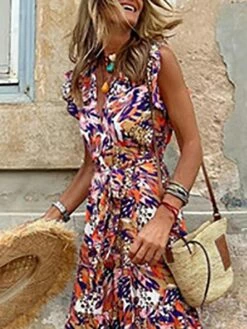 Women's Long Dress Maxi Dress Casual Dress Summer Dress Boho Dress Floral Bohemian Casual Daily Holiday Going Out Print Sleeveless V Neck Dress Regular Fit Blue Summer Spring S M L XL XXL -LIGHTINTHEBOX Shop eydede1678103970363