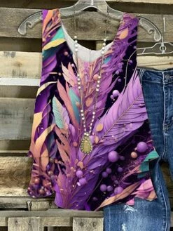 Women's Tank Top Yellow Light Green Royal Blue Graphic Abstract Feather Print Sleeveless Casual Basic Round Neck Regular Fit -LIGHTINTHEBOX Shop eygamh1684404904637