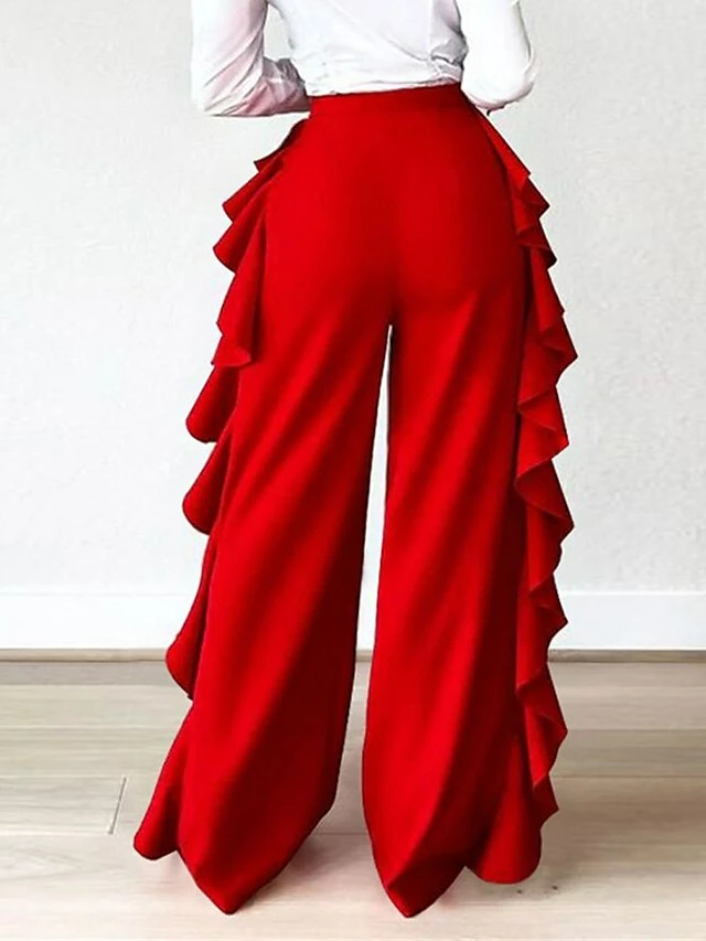 Women's Wide Leg Chinos Pants Trousers Robin's Egg Blue Black Red Fashion Streetwear Street Daily Daily Wear Full Length Comfort Solid Color S M L XL 2XL 5 Women's Wide Leg Chinos Pants Trousers Robin's Egg Blue Black Red Fashion Streetwear Street Daily Daily Wear Full Length Comfort Solid Color S M L XL 2XL - Image 3