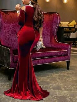 Women‘s Formal Party Dress Velvet Dress Red Sheath Dress Long Dress Maxi Dress Wine Dark Blue Black 3/4 Length Sleeve Pure Color Ruched Winter Fall Crew Neck Elegant Slim 2023 S M L XL 2XL 3XL -LIGHTINTHEBOX Shop ezuwea1681885133800