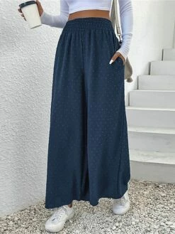 Women's Wide Leg Pants Trousers Full Length Fashion Streetwear Street Daily Navy S M Fall Winter
