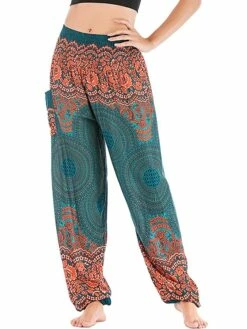 Women's Joggers Chinos Pants Trousers Wine Depression Green Blue High Waist Casual Boho Athleisure Outdoor Sports Daily Wear Full Length Comfort Geometric One-Size -LIGHTINTHEBOX Shop fbqhbi1688557875808