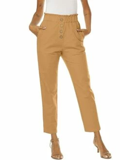 Women‘s Linen Dress Pants Trousers Cotton And Linen Magenta Orange Red Rust High Waist Streetwear Casual Comfort Holiday Daily Wear Vacation Pocket Micro-elastic Full Length Breathability Plain -LIGHTINTHEBOX Shop fcdseq1688025660570