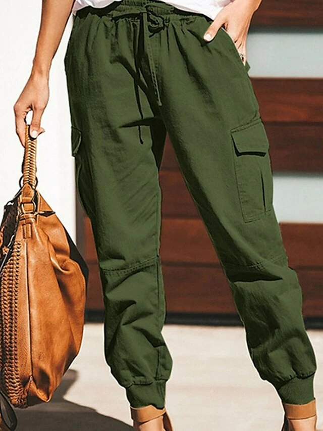 Women‘s Cargo Khaki Pants Trousers Baggy Full Length Cotton Pocket Baggy Micro-elastic Mid Waist Fashion Streetwear Street Daily Wine Grey S M Fall Winter 4 Women‘s Cargo Khaki Pants Trousers Baggy Full Length Cotton Pocket Baggy Micro-elastic Mid Waist Fashion Streetwear Street Daily Wine Grey S M Fall Winter - Image 2