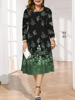 Women's Plus Size Curve Casual Dress Skater Dress A Line Dress Leaf Gradient Midi Dress Long Sleeve Print Crew Neck Fashion Outdoor Deep Purple Deep Green Fall Winter L XL XXL 3XL 4XL 10 Women's Plus Size Curve Casual Dress Skater Dress A Line Dress Leaf Gradient Midi Dress Long Sleeve Print Crew Neck Fashion Outdoor Deep Purple Deep Green Fall Winter L XL XXL 3XL 4XL -LIGHTINTHEBOX Shop fdiwvv1695713740273