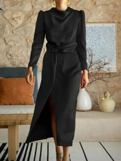 Women's Work Dress Satin Dress Semi Formal Dress Fashion Long Dress Maxi Dress Split Stand Collar Long Sleeve Plain Regular Fit Black Blue Sky Blue Fall Winter S M L XL 33 Women's Work Dress Satin Dress Semi Formal Dress Fashion Long Dress Maxi Dress Split Stand Collar Long Sleeve Plain Regular Fit Black Blue Sky Blue Fall Winter S M L XL -LIGHTINTHEBOX Shop fdonsc1692761653220