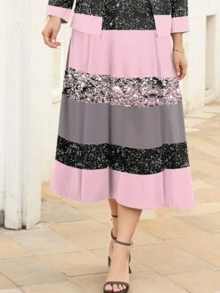 Women's Plus Size Curve Casual Dress Dress Set Two Piece Dress Stripe Midi Dress Long Sleeve Print Crew Neck Fashion Outdoor Pink Fall Winter L XL XXL 3XL 4XL 7 Women's Plus Size Curve Casual Dress Dress Set Two Piece Dress Stripe Midi Dress Long Sleeve Print Crew Neck Fashion Outdoor Pink Fall Winter L XL XXL 3XL 4XL -LIGHTINTHEBOX Shop feicvc1697778364410