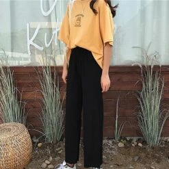 Women's Dress Pants Wide Leg Chinos Ankle-Length Baggy Micro-elastic Mid Waist Fashion Streetwear Daily Weekend Black S M Summer Spring &Fall -LIGHTINTHEBOX Shop fgdlgd1625810090447