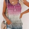 Women's Tank Top Red Blue Purple Color Gradient Button Print Sleeveless Casual Weekend Basic Round Neck Regular Fit -LIGHTINTHEBOX Shop fgojxj1676025102120