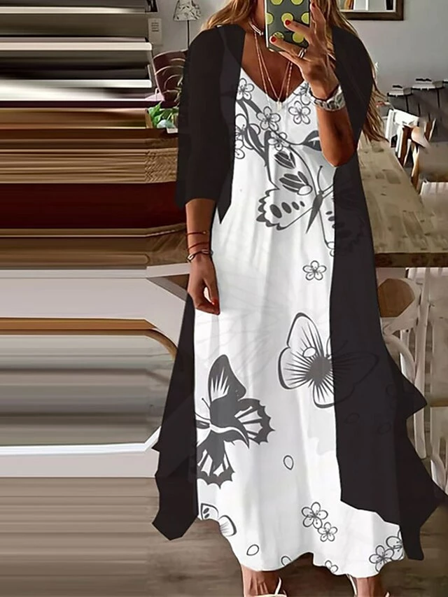 Women‘s Plus Size Curve Elegant Apple Shaped Dress Wedding Guest Casual Dress Floral V Neck Print Sleeve Spring Fall Casual Maxi Long Dress Casual Daily Dress 5 Women‘s Plus Size Curve Elegant Apple Shaped Dress Wedding Guest Casual Dress Floral V Neck Print Sleeve Spring Fall Casual Maxi Long Dress Casual Daily Dress - Image 3