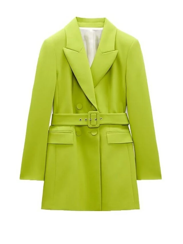 Women's Work Dress Blazer Dress Semi Formal Dress Fashion Office Daily Workfashion Mini Dress Button Pocket Shirt Collar Long Sleeve Plain Loose Fit Black Green Fall S M L 5 Women's Work Dress Blazer Dress Semi Formal Dress Fashion Office Daily Workfashion Mini Dress Button Pocket Shirt Collar Long Sleeve Plain Loose Fit Black Green Fall S M L - Image 3