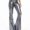 Women's Bootcut Bell Bottom Pants Trousers Full Length Micro-elastic Mid Waist Fashion Streetwear Party Going Out Silver Sillver Gray S M Summer Fall
