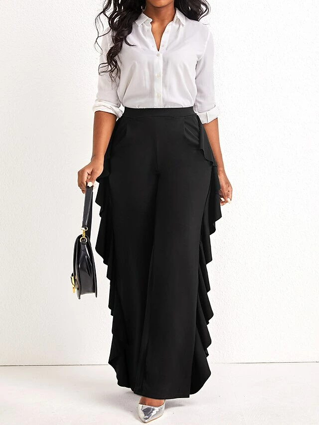 Women's Wide Leg Chinos Pants Trousers Robin's Egg Blue Black Red Fashion Streetwear Street Daily Daily Wear Full Length Comfort Solid Color S M L XL 2XL 17 Women's Wide Leg Chinos Pants Trousers Robin's Egg Blue Black Red Fashion Streetwear Street Daily Daily Wear Full Length Comfort Solid Color S M L XL 2XL - Image 15