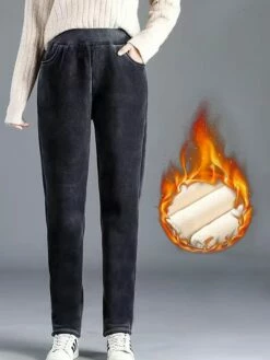 Women's Fleece Pants Pants Trousers Harem Pants Full Length Corduroy Pocket Micro-elastic High Waist Fashion Streetwear Street Daily Black Brown M L Summer Fall -LIGHTINTHEBOX Shop fixntv1690973670196