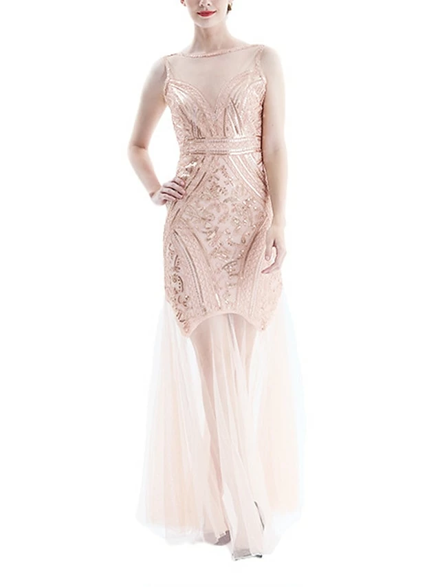 Women's Retro 1920s Sequin Dress Long Dress Maxi Dress Party Halloween Sequins Mesh Geometric Crewneck Sleeveless Regular Fit Spring Fall 2023 Black Pink S M L XL 5 Women's Retro 1920s Sequin Dress Long Dress Maxi Dress Party Halloween Sequins Mesh Geometric Crewneck Sleeveless Regular Fit Spring Fall 2023 Black Pink S M L XL - Image 3