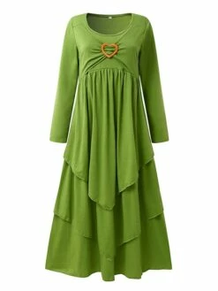 Women's Casual Dress Swing Dress Midi Dress Green Light Grey Dark Gray Long Sleeve Pure Color Ruched Winter Fall Spring U Neck Fashion Vacation 2023 S M L XL XXL 3XL -LIGHTINTHEBOX Shop fkeuiz1685684642613