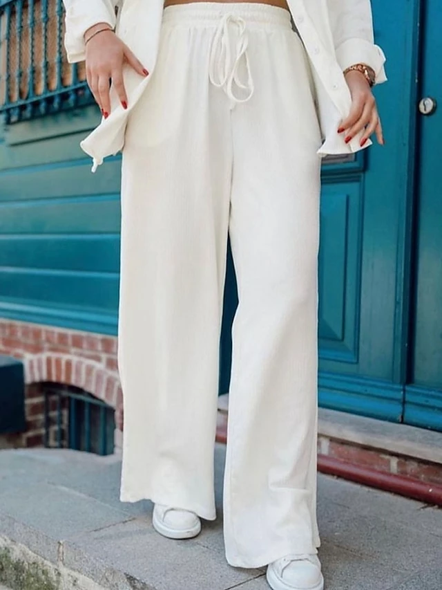 Women's Wide Leg Linen Pants Pants Trousers Full Length Linen / Cotton Blend Pocket Baggy Micro-elastic Mid Waist Fashion Streetwear Daily Daily Wear Claret Navy S M Summer Spring 3 Women's Wide Leg Linen Pants Pants Trousers Full Length Linen / Cotton Blend Pocket Baggy Micro-elastic Mid Waist Fashion Streetwear Daily Daily Wear Claret Navy S M Summer Spring