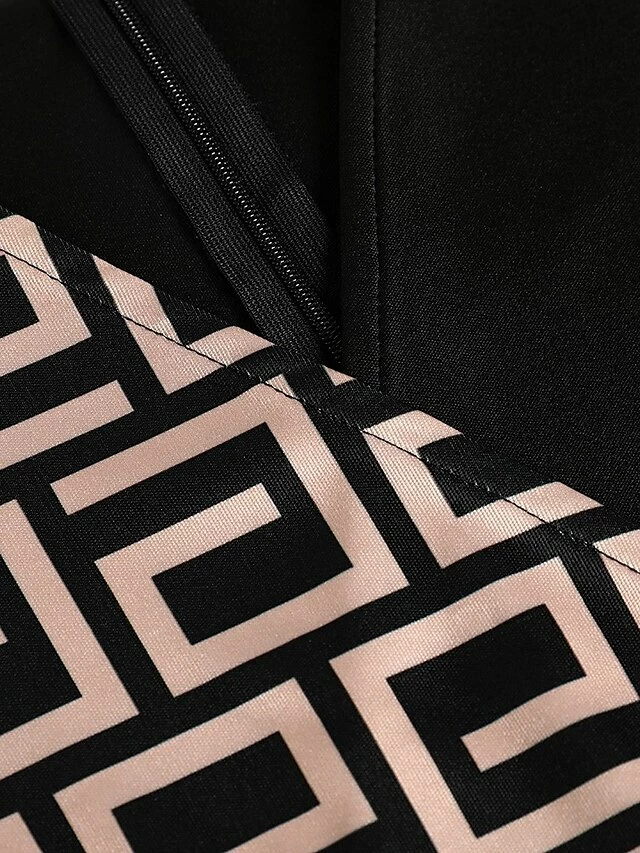 Women's Party Dress Bodycon Sheath Dress Midi Dress Black And White Stripes Long Sleeve Check Zipper Winter Fall Autumn V Neck Modern Winter Dress Weekend Fall Dress Slim 2023 S M L XL XXL 8 Women's Party Dress Bodycon Sheath Dress Midi Dress Black And White Stripes Long Sleeve Check Zipper Winter Fall Autumn V Neck Modern Winter Dress Weekend Fall Dress Slim 2023 S M L XL XXL - Image 6