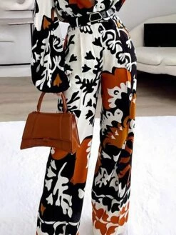 Women's Shirt Pants Sets Brown Plant Print Long Sleeve Casual Holiday Basic Shirt Collar Regular Fit Spring &Fall 10 Women's Shirt Pants Sets Brown Plant Print Long Sleeve Casual Holiday Basic Shirt Collar Regular Fit Spring &Fall -LIGHTINTHEBOX Shop fltnsc1668508966195