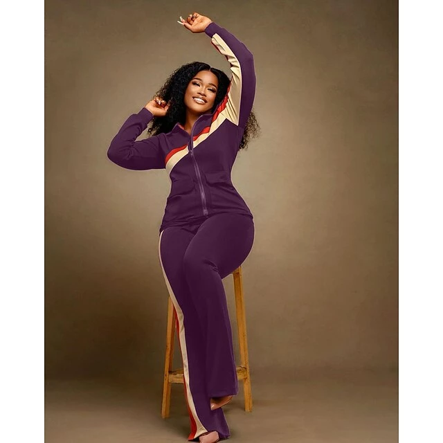 Women's Sweatshirt Tracksuit Pants Sets Black Pink Wine Color Block Zipper Print Long Sleeve Sports Outdoor Casual Active Streetwear Stand Collar Regular Fit Fall & Winter 15 Women's Sweatshirt Tracksuit Pants Sets Black Pink Wine Color Block Zipper Print Long Sleeve Sports Outdoor Casual Active Streetwear Stand Collar Regular Fit Fall & Winter - Image 13