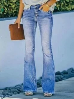 Women's Jeans Bootcut Flared Pants Full Length Faux Denim Print High Elasticity High Waist Fashion Streetwear Casual Daily 1 2 S M Fall & Winter -LIGHTINTHEBOX Shop fnpfax1652342925157