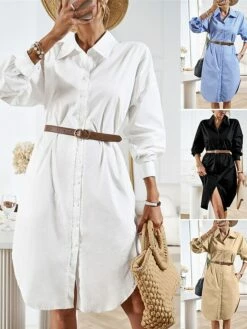 Women's Casual Dress Work Dress Shift Dress Mini Dress Outdoor Office Business Cotton Classic Modern Shirt Collar Button Pocket Long Sleeve Summer Spring Fall 2023 Loose Fit Black White Blue Pure 28 Women's Casual Dress Work Dress Shift Dress Mini Dress Outdoor Office Business Cotton Classic Modern Shirt Collar Button Pocket Long Sleeve Summer Spring Fall 2023 Loose Fit Black White Blue Pure -LIGHTINTHEBOX Shop foknuu1688542165452
