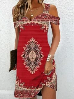 Women's Casual Dress Ethnic Dress Summer Dress Floral Tribal Cold Shoulder Print Strap Mini Dress Vintage Ethnic Outdoor Daily Short Sleeve Regular Fit Black Wine Red Summer Spring S M L XL XXL 12 Women's Casual Dress Ethnic Dress Summer Dress Floral Tribal Cold Shoulder Print Strap Mini Dress Vintage Ethnic Outdoor Daily Short Sleeve Regular Fit Black Wine Red Summer Spring S M L XL XXL -LIGHTINTHEBOX Shop fpjetr1687250446292