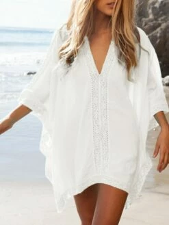 Women's Swimwear Cover Up Normal Swimsuit Crochet Solid Colored White Bathing Suits -LIGHTINTHEBOX Shop fqz1592534433715