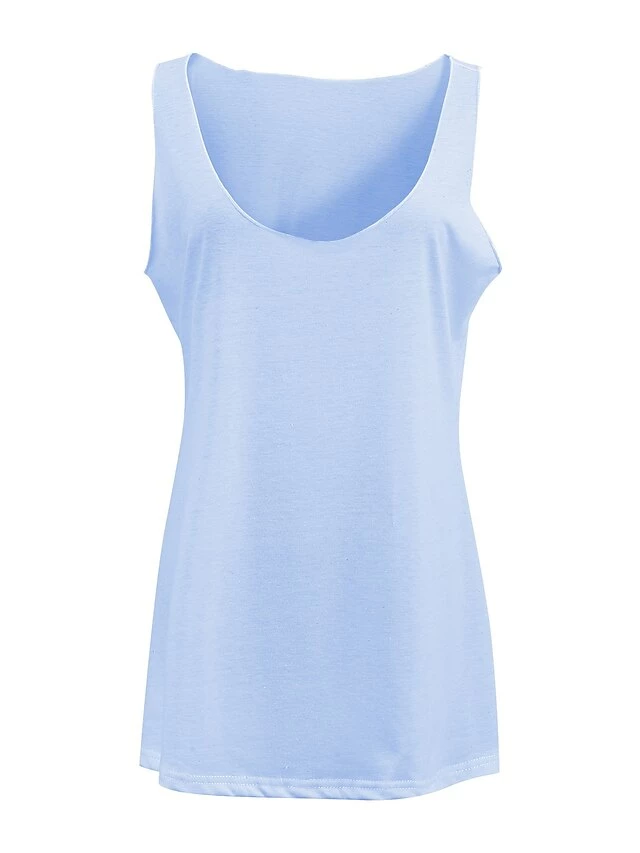 Women's Shirt Tank Top White Blue Plain Sleeveless Holiday Weekend Casual U Neck Regular S 14 Women's Shirt Tank Top White Blue Plain Sleeveless Holiday Weekend Casual U Neck Regular S - Image 12