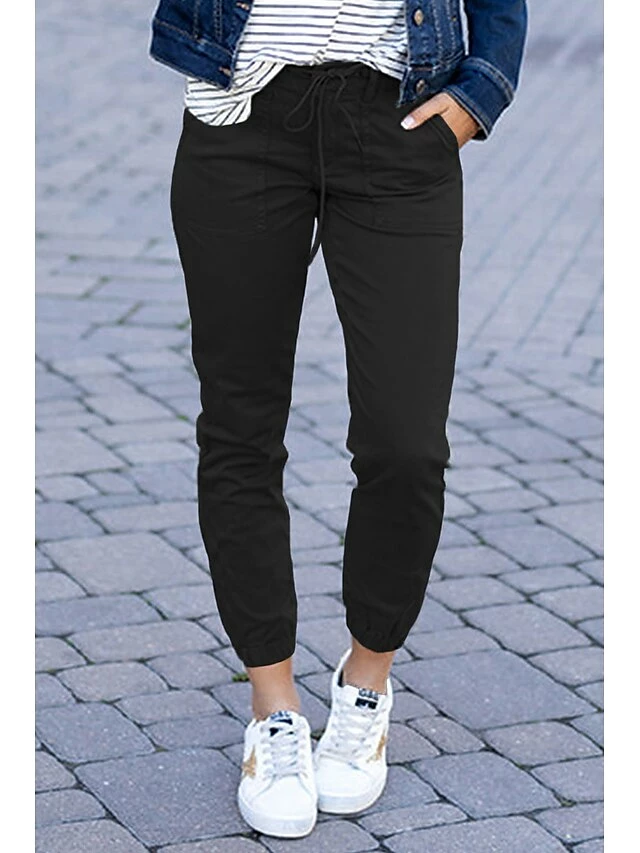 Women's Tapered Pants Chinos Cotton Blend Black Army Green Ash-colored Trousers Chino Casual Daily Ankle-Length Comfort Solid Color S M L XL XXL 4 Women's Tapered Pants Chinos Cotton Blend Black Army Green Ash-colored Trousers Chino Casual Daily Ankle-Length Comfort Solid Color S M L XL XXL - Image 2