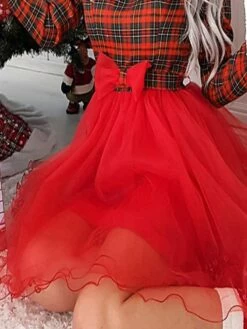 Women‘s Christmas Casual Dress Swing Dress Mini Dress Red Long Sleeve Plaid Mesh Winter Fall Autumn Crew Neck Modern Daily 2022 S M L XL -LIGHTINTHEBOX Shop fwrram1667542085744