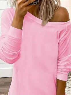 Women's Casual Dress Sweatshirt Dress Winter Dress Mini Dress Cold Shoulder Outdoor Street Daily Fashion Streetwear One Shoulder Long Sleeve 2023 Loose Fit Black Pink Color S M L XL Size -LIGHTINTHEBOX Shop fyankv1693987656901