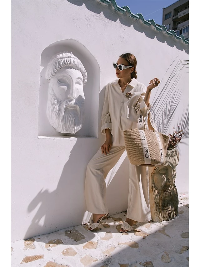 Women's Shirt Pants Sets Black Dark Navy Camel Plain Long Sleeve Casual Daily Vintage Fashion Streetwear V Neck Regular Fit Fall & Winter 16 Women's Shirt Pants Sets Black Dark Navy Camel Plain Long Sleeve Casual Daily Vintage Fashion Streetwear V Neck Regular Fit Fall & Winter - Image 14